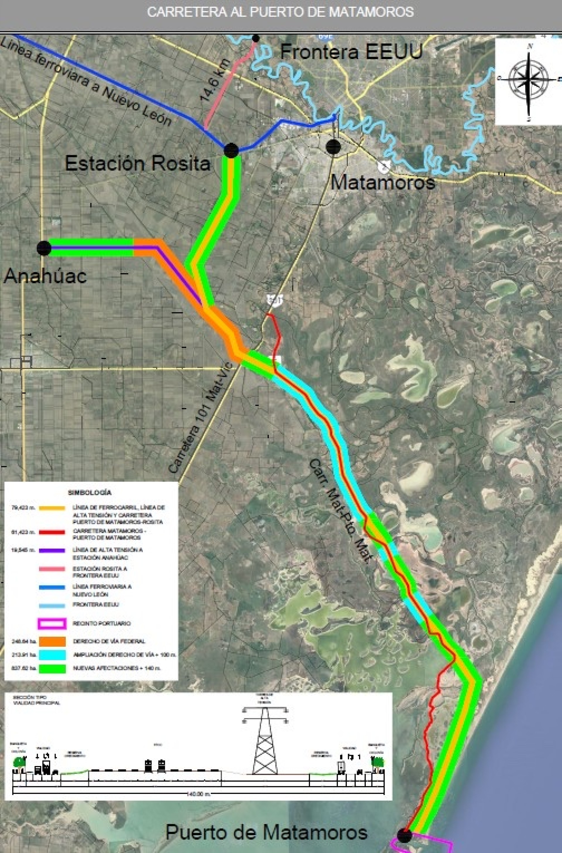 Estudio del acceso viario, ferroviario y línea eléctrica al Puerto de Matamoros. Estado de Tamaulipas. México