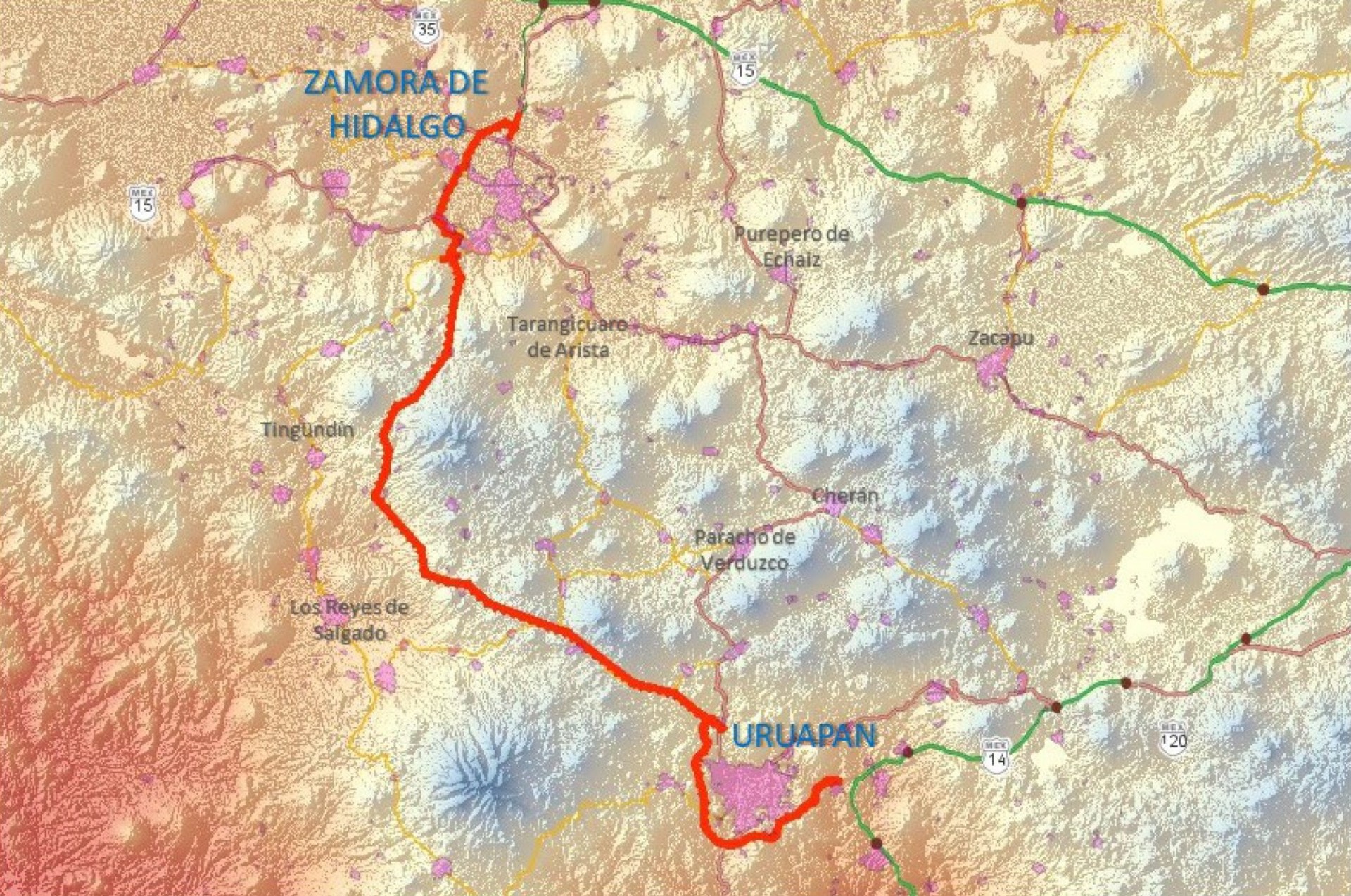 Estudio de alternativas de una nueva carretera de Uruapan a Zamora (Michoacán)